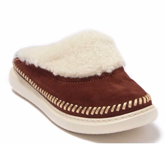 Cole Haan Shoes - Cole Haan Grand Genuine Shearling Brown and Cream Slides Size 8.5